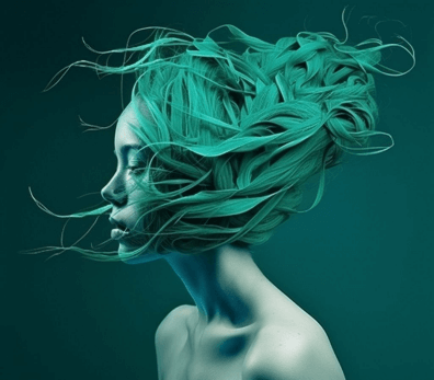 蓝绿色女孩,倒置,扭曲,超现实,ffffound